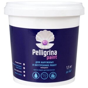 Краска моющаяся для наружных и внутренних работ Pelligrina Paint, акриловая, белоснежная, 1,5 кг