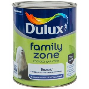 Краска водно-дисперсионная Dulux Family Zone глубокоматовая белый 1 л 1.75 кг