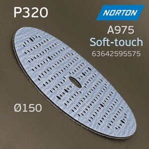 Круг шлифовальный Norton A975 Р320 на поролоне Soft-touch (181отв.) липучка