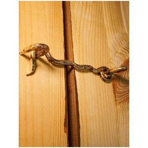 Крючок ветровой кованый Волна 12 см, цвет: золотой/задвижка для деревянных дверей/дверная щеколда