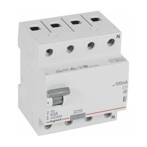 Legrand выключатель дифференциального тока RX3 ВДТ 100мА 63А 4П AC (арт. 402068)