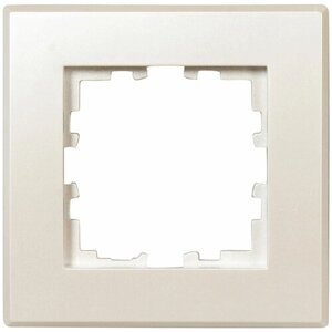 LEXMAN Рамка для розеток и выключателей Lexman Виктория плоская, 1 пост, цвет жемчужно-белый матовый