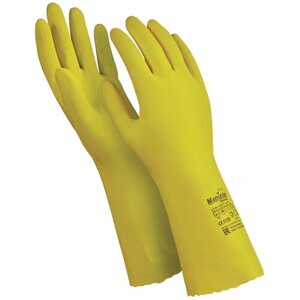 MANIPULA Перчатки латексные MANIPULA "Блеск", хлопчатобумажное напыление, размер 7-7,5 (S), желтые, L-F-01