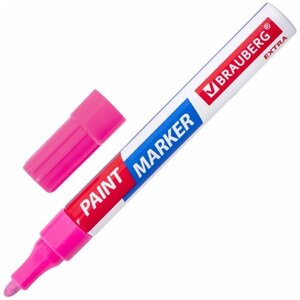 Маркер-краска лаковый EXTRA (paint marker) 4 мм, розовый, усиленная нитро-основа, BRAUBERG, 151986