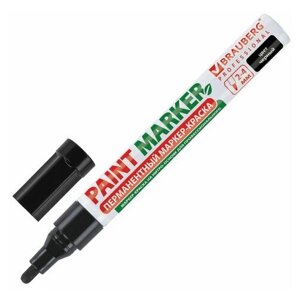 Маркер-краска лаковый (paint marker) 4 мм, черный, без ксилола (без запаха), алюминий, BRAUBERG PROFESSIONAL, 150877, 2 штуки