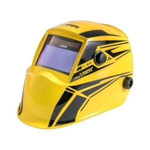 Маска сварочная хамелеон кедр К-304 PRO, желтая сварочная маска, светофильтр 4/5-8/9-13 DIN , 4 датчика , для TIG/MIG/MAG
