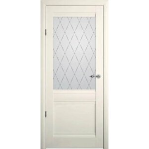 Межкомнатная дверь (дверное полотно) Albero Рим Винил / Ваниль / Стекло мателюкс "Гранд" 70х200