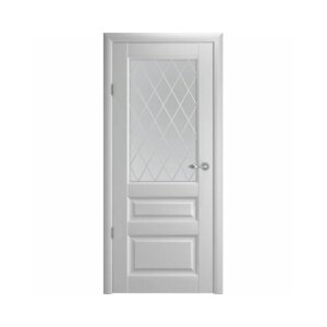 Межкомнатная дверь (комплект) Albero Эрмитаж-2 Винил / Платина / Мателюкс с алмазной гравировкой "Ромб" 70х200