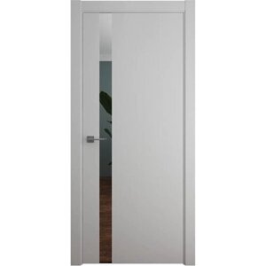 Межкомнатная дверь (комплект) Albero Геометрия-5 покрытие Эмаль / ПО Серая Зеркало 60х200