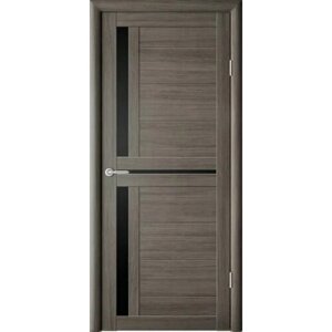 Межкомнатная дверь (комплект) Albero Кельн Эко-Шпон / Серый кедр / Стекло черное 70х200