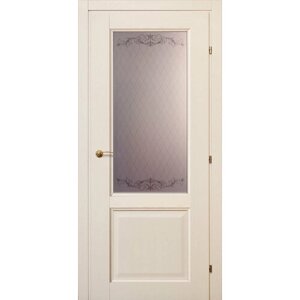 Межкомнатная дверь Краснодеревщик 6324 стекло Кружевное дуб белый