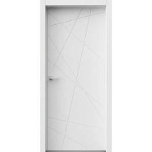 Межкомнатная дверь ВДК Emalit Паутинка AL-черная, белоснежная шагрень, 700x2000 мм (комплект: полотно + коробочный брус + наличники)
