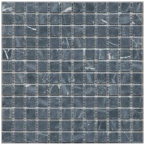 Мозаика из натурального мрамора Nero Marquina DAO-505-23-4. Матовая. Размер 300х300мм. Толщина 4мм. Цвет черный/темно-серый. 1 лист. Площадь 0.09м2