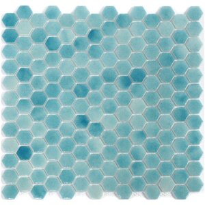 Мозаика Natural STP-BL017-HEX из глянцевого стекла размер 29х29 см чип 25 Hexagon мм толщ. 5 мм площадь 0.084 м2 на сетке