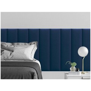 Мягкое изголовье кровати Eco Leather Blue 20х80 см 4 шт.