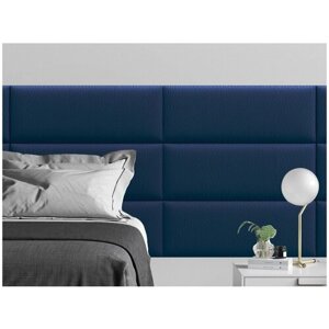 Мягкое изголовье кровати Eco Leather Blue 30х80 см 4 шт.