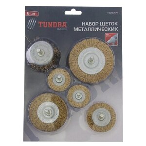 Набор щеток металлических для дрели TUNDRA, плоские 40-50-65-75-100, чашка 50 мм, 6 шт.