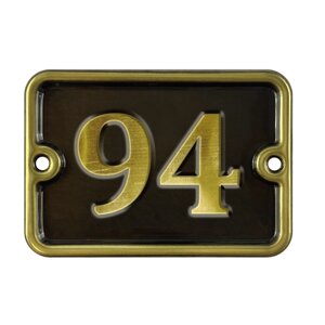 Номер на дверь "94", самоклеющийся, 8х10 см, из латуни, лакированный. Все цифры в наличии.