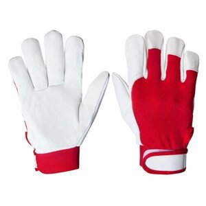 Перчатки кожаные рабочие JetaSafety JLE301-8 цв. красный/белый р. M, 1420350