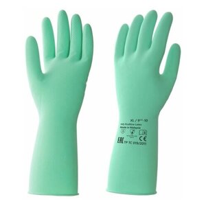 Перчатки латексные КЩС, прочные, хлопковое напыление, размер 9,5-10 XL, очень большой, зеленые, HQ Profiline, 73589