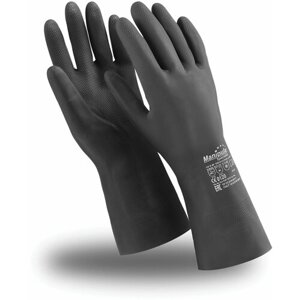 Перчатки неопреновые MANIPULA химопрен, хлопчатобумажное напыление, К80/Щ50, размер 10-10,5 (XL), черные, CG-973 (арт. 608575)