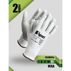 Перчатки рабочие с покрытием из полиуретана Sapset Vega от порезов размер XXL/11 - 2 пары