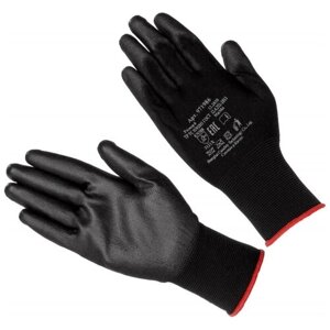 Перчатки защитные нейлоновые с полиуретановым покрытием черные размер 7