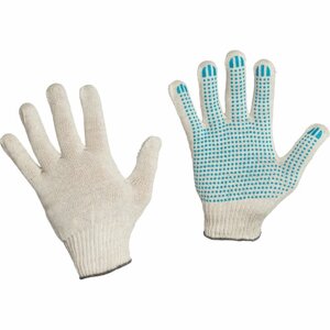 Перчатки защитные трикотажн с ПВХ Точка 4нити40-42гр 10кл 300пар/уп (белые)