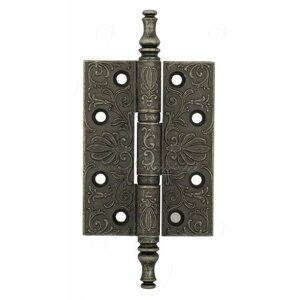 Петля дверная универсальная латунная с узором Venezia CRS011 102*76*3 античное серебро