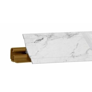 Плинтус мрамор белый на столешницу кухни, пластиковый с силиконовыми краями, 1,5 метра длиной, без заглушек