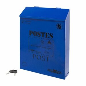 Почтовый ящик с замком уличный металлический для дома аллюр №3010 синий