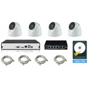 Полный IP POE комплект видеонаблюдения на 4 камеры (KIT4IPPOE04M5B_HDD2TB)