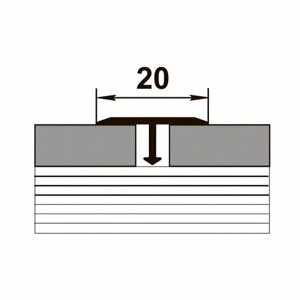 Порожек для напольного покрытия Т-образный 20 мм, длина 2,7 м, профиль алюминиевый ЛС 10, без покрытия 00