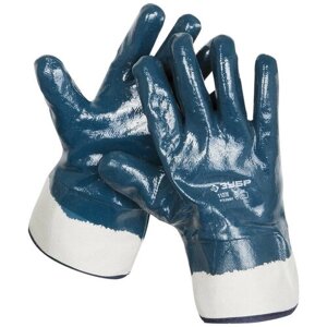 Прочные перчатки ЗУБР с нитриловым покрытием, масло-бензостойкие, износостойкие, XL (10), HARD, профессионал