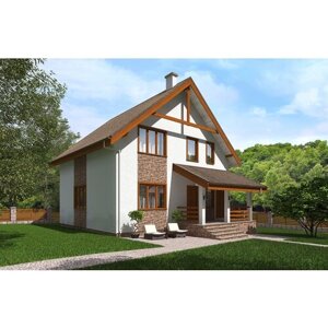 Проект - Одноэтажный дом с мансардой и террасой Rg5250