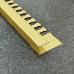 Профиль L-образный алюминиевый анодированный для плитки, 10мм 2,7м золото матовое
