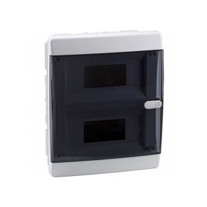 Распределительный шкаф OptiBox P 18 мод, IP41, встраиваемый, пластик, прозрачная черная дверь | код. 145781 | КЭАЗ (5шт. в упак.)