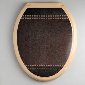 Росспласт Сиденье для унитаза с крышкой «Декор. Кожа», 44,537,5 см, цвет коричневый