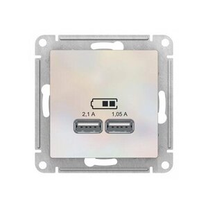 Розетка 2xUSB ATLASDESIGN, жемчуг | код. ATN000433 | Schneider Electric (2шт. в упак.)