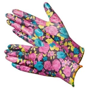Садовые перчатки расцветки Violet с нитрилом Violet NN GWARD размер 7 S 6 пар