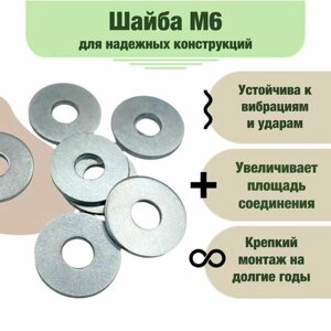 Шайба плоская увеличенная M6, DIN9021, 1000 штук