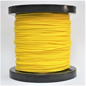 Шнур плетеный, капроновый, высокопрочный Dyneema, желтый 1.5 мм, на разрыв 150 кг катушка 100 м.