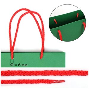 Шнурок для пакетов с крючком вязанный полипропилен пп6 d6мм L40см цв. 18 красный (уп 100шт/50пар)