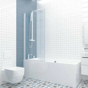 Шторка на ванну GWMPKB020P601 50x150 см, профиль белый матовый, цвет стекла бесцветный, стекло закаленное 6 мм, открывание двери левое / правое