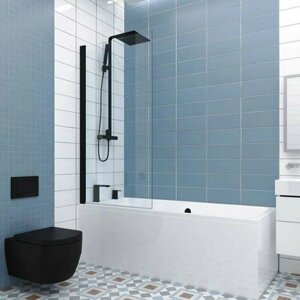 Шторка на ванну GWMPKB020P601 55x150 см, профиль черный матовый, цвет стекла бесцветный, стекло закаленное 6 мм, открывание двери левое / правое
