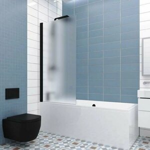 Шторка на ванну GWMPKB020P601N 55x148 см, цвет фурнитуры черный матовый, цвет стекла матовый, стекло закаленное 6 мм