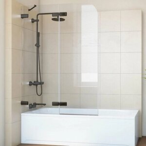 Шторка на ванну GWMPTRPL862A-66 110x160 см, профиль черный матовый, цвет стекла бесцветный, стекло закаленное 6 мм, открывание двери левое / правое