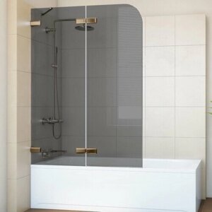 Шторка на ванну GWMPTRPL862A-66 125x160 см, профиль бронзовый, цвет стекла графитовый, стекло закаленное 6 мм, открывание двери левое / правое