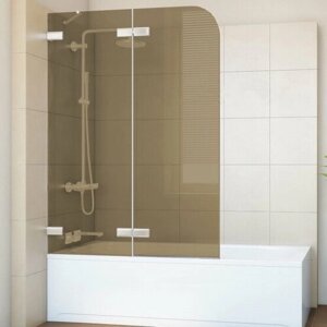 Шторка на ванну GWMPTRPL862A-66 70x160 см, профиль белый матовый, цвет стекла бронзовый, стекло закаленное 6 мм, открывание двери левое / правое