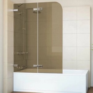 Шторка на ванну GWMPTRPL862A-66 75x160 см, цвет фурнитуры хром блестящий, цвет стекла бронзовый, стекло закаленное 6 мм, открывание двери левое / правое